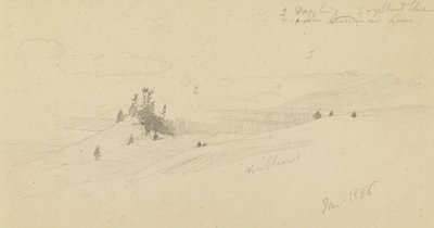 Wooded Hilltop, Hilly Valley, Sun by Frederic Edwin Church